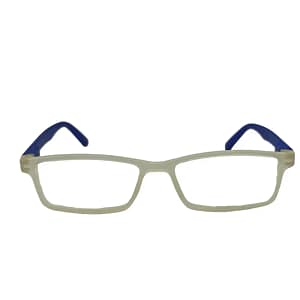 Jupiter Lens Eyeglasses Frame Rectangle Matte White Blue Transparent